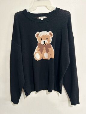 Black Teddy Graphic Crewneck Sweater - Classic Women's Knit